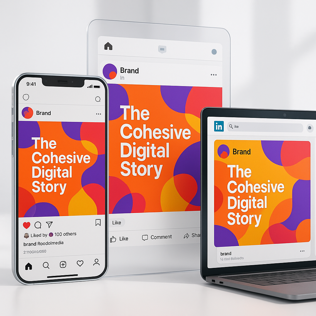 Mockup of a social media campaign with consistent branding