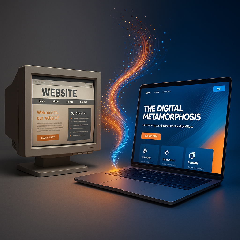 Before-and-after of a client website rebranding project