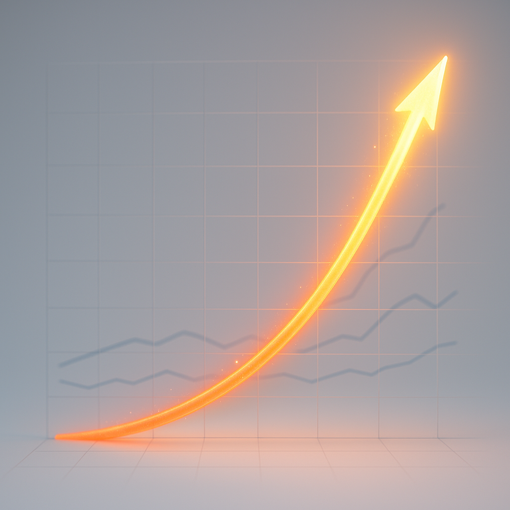 Graph showing a steep upward trend in organic website traffic
