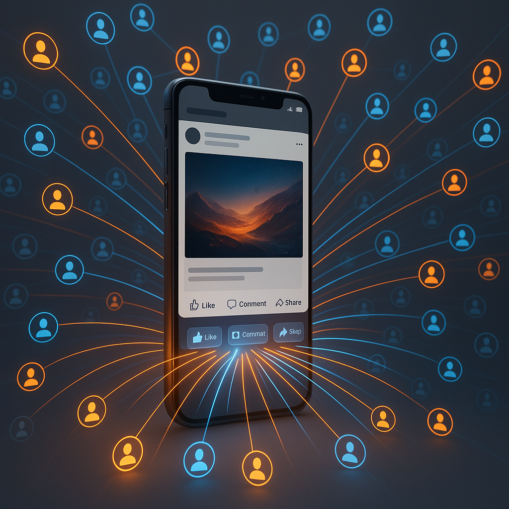 Mockup of a social media ad campaign with high engagement metrics