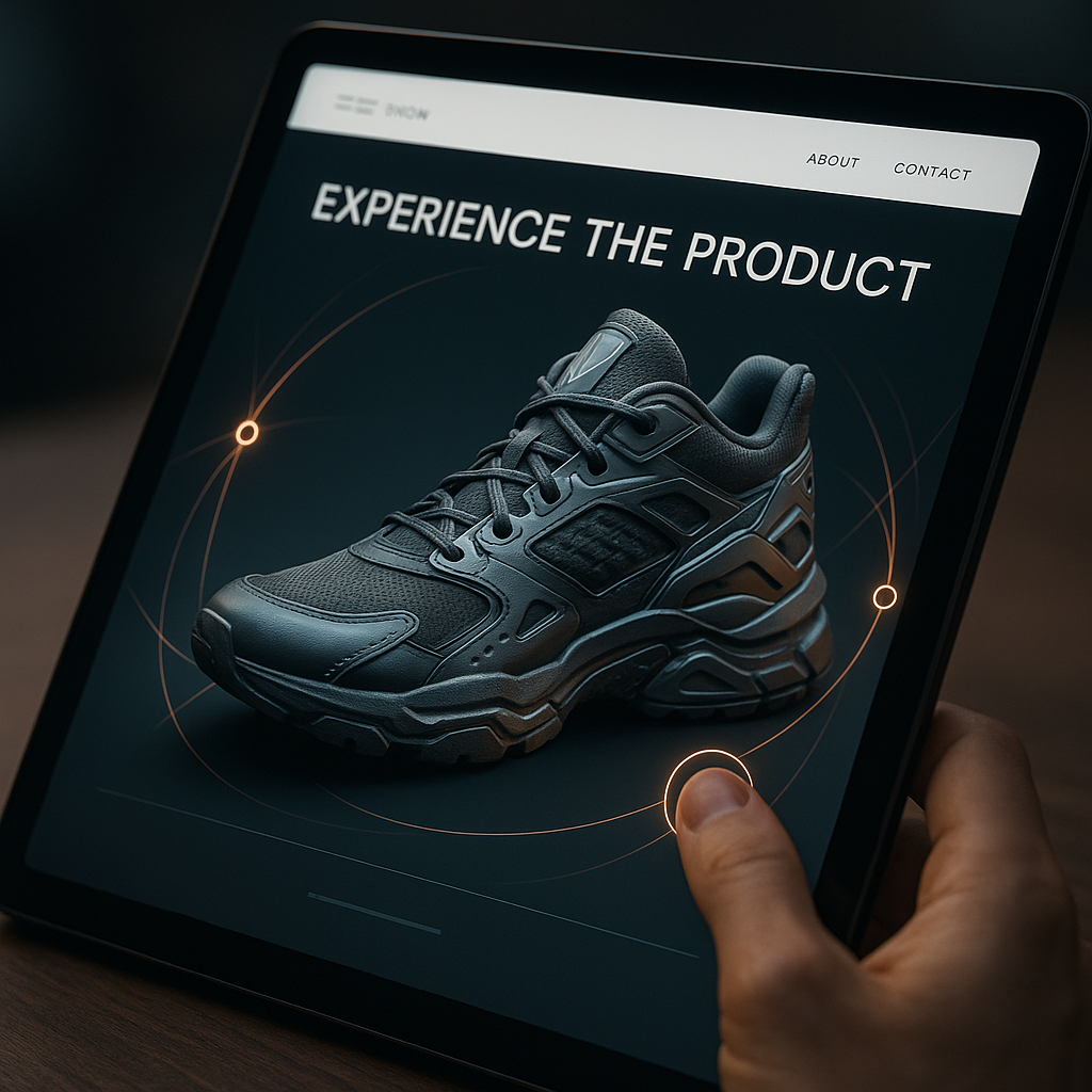 Website featuring an interactive 3D product viewer